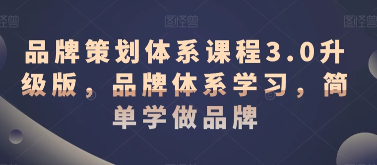 品牌策划体系课程3.0升级版，品牌体系学习，简单学做品牌-喃哩哩
