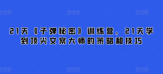 21天《子弹秘密》训练营，21天学到顶尖文案大师的策略和技巧-喃哩哩