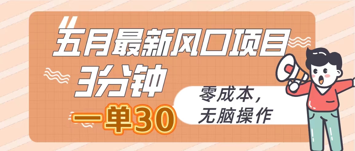 （10256期）五月最新风口项目，3分钟一单30，零成本，无脑操作-喃哩哩