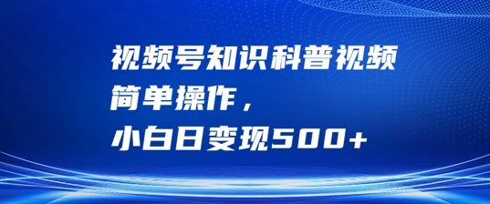 视频号知识科普视频，简单操作，小白日变现500+【揭秘】-喃哩哩