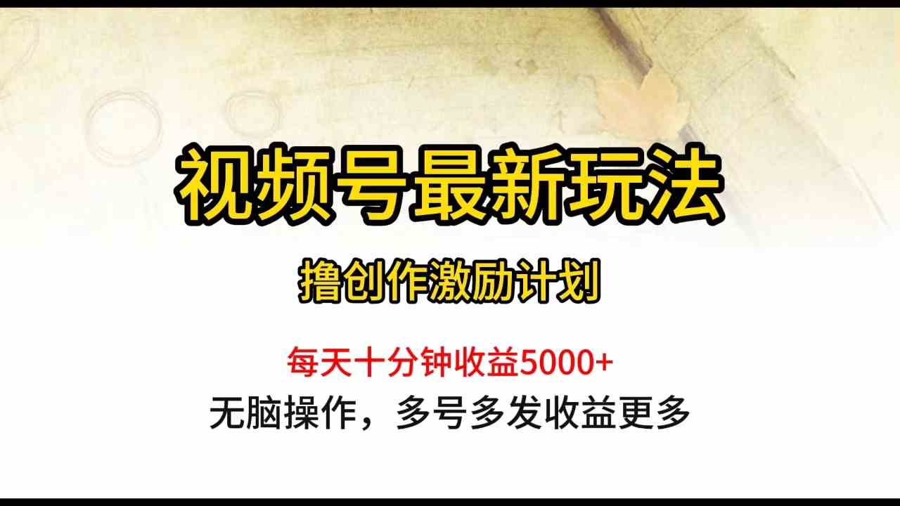 （10087期）视频号最新玩法，每日一小时月入5000+-喃哩哩