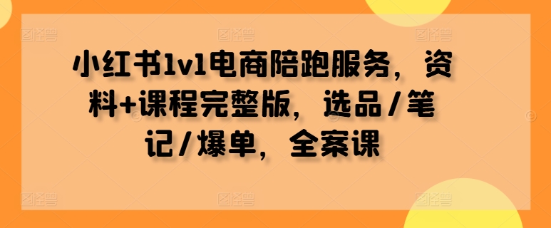 小红书1v1电商陪跑服务，资料+课程完整版，选品/笔记/爆单，全案课-喃哩哩