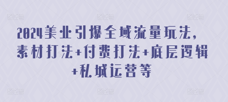 2024美业引爆全域流量玩法，素材打法 付费打法 底层逻辑 私城运营等-喃哩哩