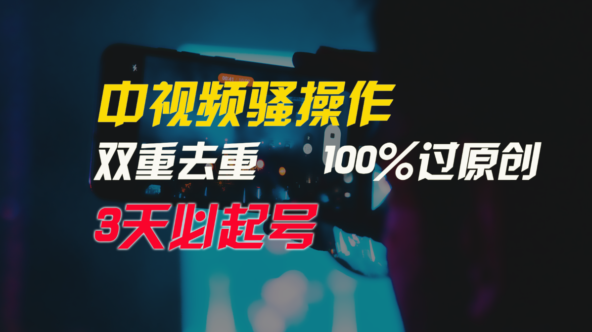 中视频骚操作，双重去重100%过原创，3天比必起号，简单无脑，月入3W+-喃哩哩