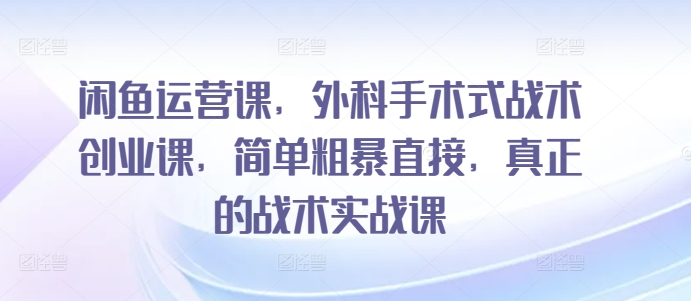 闲鱼运营课，外科手术式战术创业课，简单粗暴直接，真正的战术实战课-喃哩哩