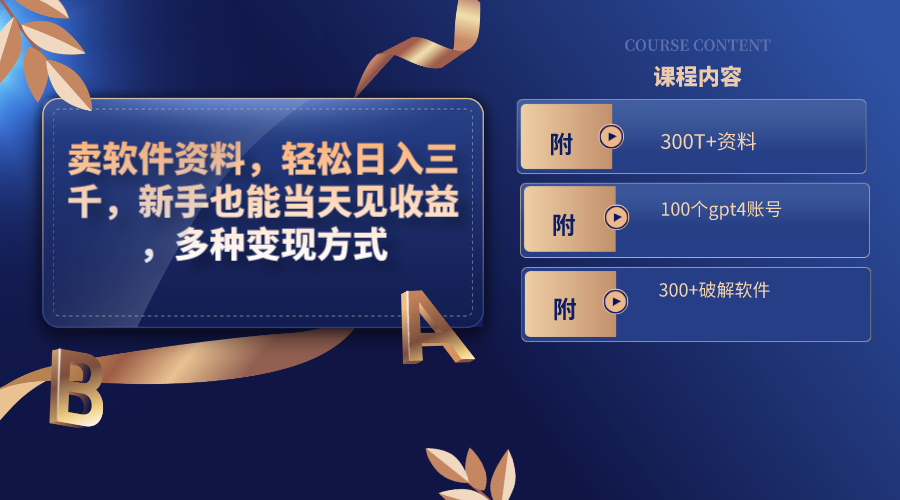 卖软件资料，轻松日入三千，新手也能当天见收益，多种变现方式-喃哩哩