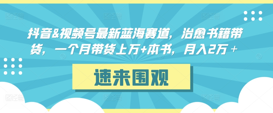 抖音&视频号最新蓝海赛道，治愈书籍带货，一个月带货上万+本书，月入2万＋-喃哩哩