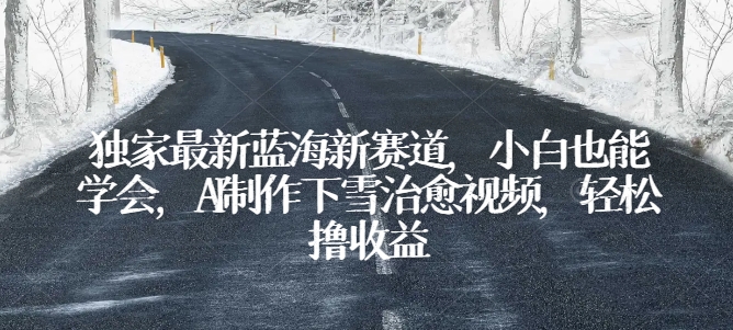 独家最新蓝海新赛道，小白也能学会，AI制作下雪治愈视频，轻松撸收益-喃哩哩