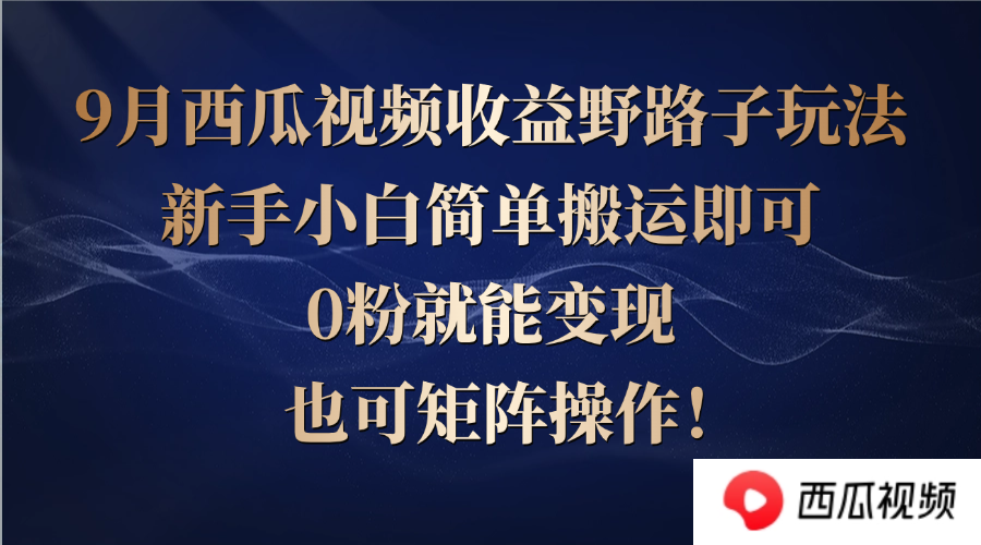 西瓜视频收益野路子玩法，新手小白简单搬运即可，0粉就能变现，也可矩…-喃哩哩