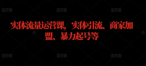 实体流量运营课，实体引流、商家加盟、暴力起号等-喃哩哩