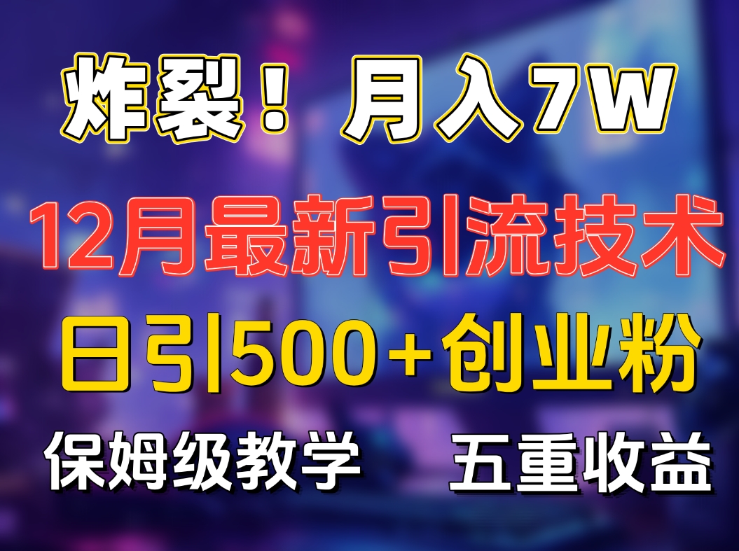 炸裂！月入7W+揭秘12月最新日引流500+精准创业粉，多重收益保姆级教学-喃哩哩