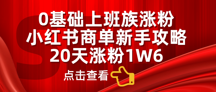 小红书商单新手攻略，20天涨粉1.6w，0基础上班族涨粉-喃哩哩
