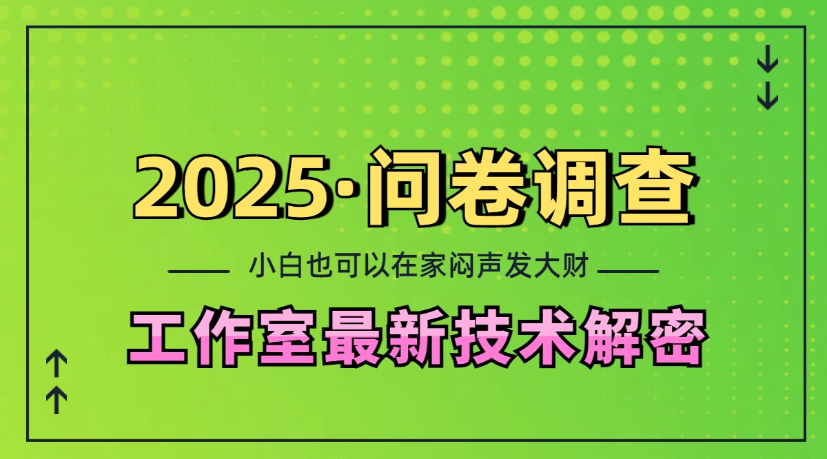 2025《问卷调查》最新工作室技术解密：一个人在家也可以闷声发大财，小白一天200+，可矩阵放大-喃哩哩