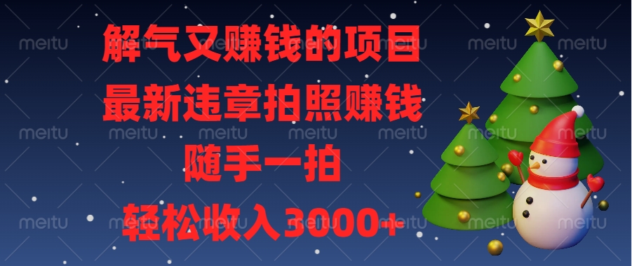最新违章拍照赚钱，随手一拍，解气又赚钱的项目，轻松收入3000+-喃哩哩