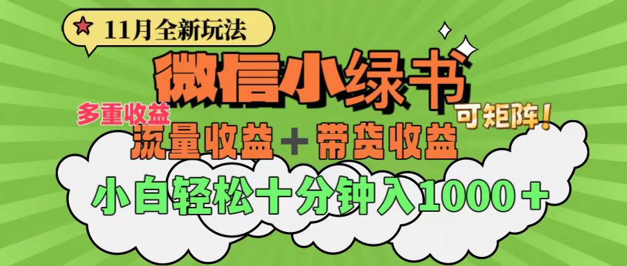 11月小绿书全新玩法，公众号流量主+小绿书带货双重变现，小白十分钟无脑日入1000+-喃哩哩
