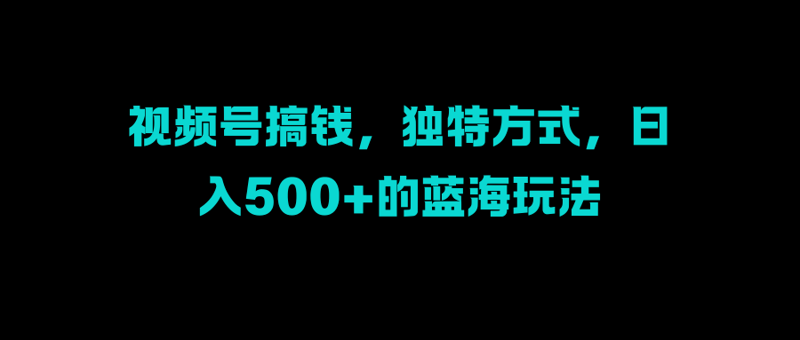 视频号搞钱，独特方式，日入500+的蓝海玩法-喃哩哩