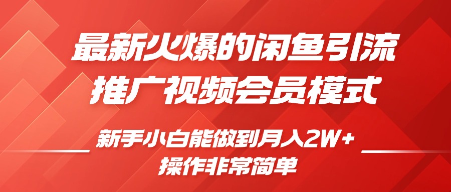 最新火爆的闲鱼引流推广视频会员，新手小白能做到月入2W+-喃哩哩