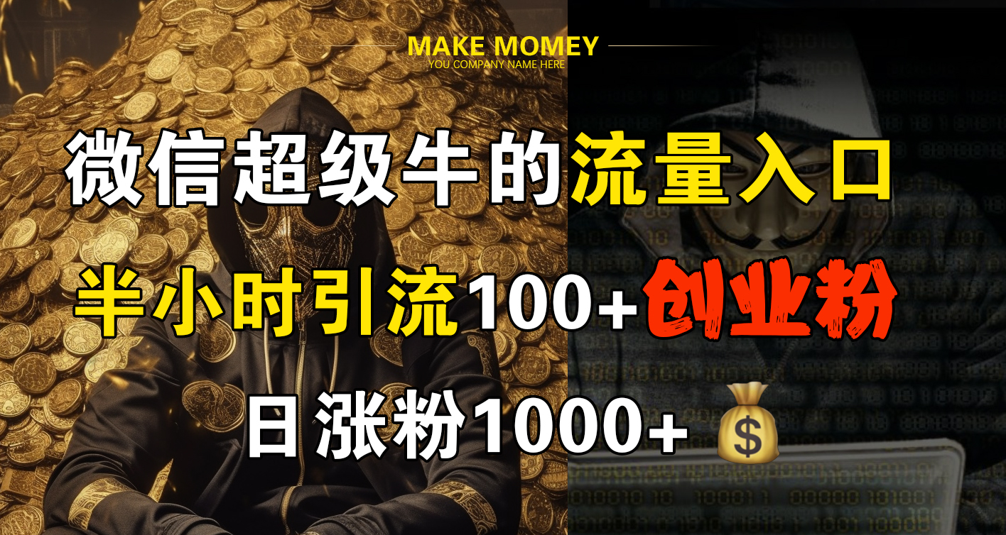微信超级牛的流量入口，半小时引流100+创业粉，日涨粉1000+-喃哩哩