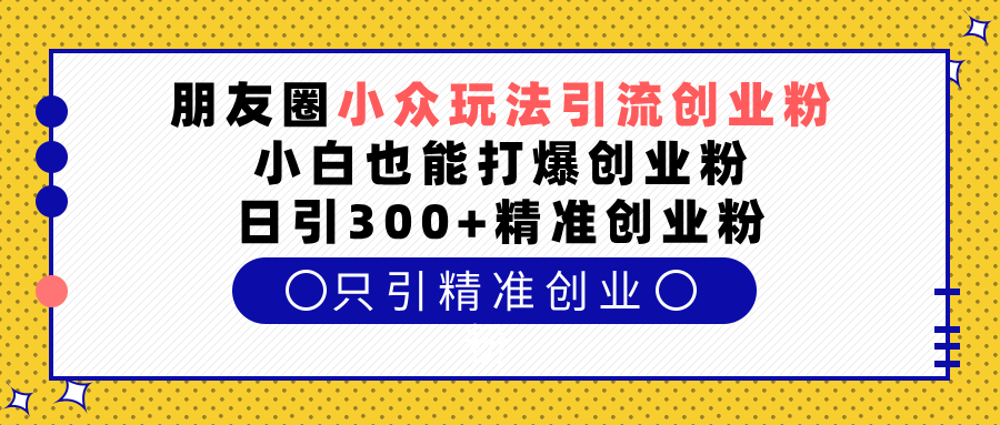 朋友圈小众玩法引流创业粉，小白也能打爆创业粉，日引300+精准创业粉-喃哩哩