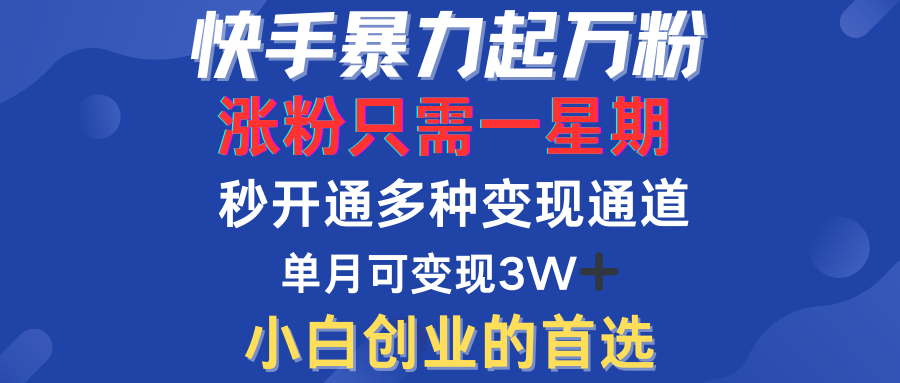 快手暴力起万粉，涨粉只需一星期！多种变现模式-喃哩哩
