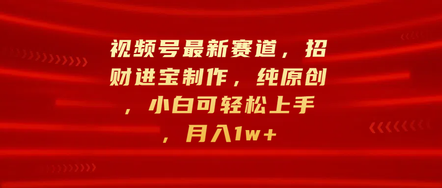 视频号最新赛道，招财进宝制作，纯原创，小白可轻松上手，月入1w+-喃哩哩