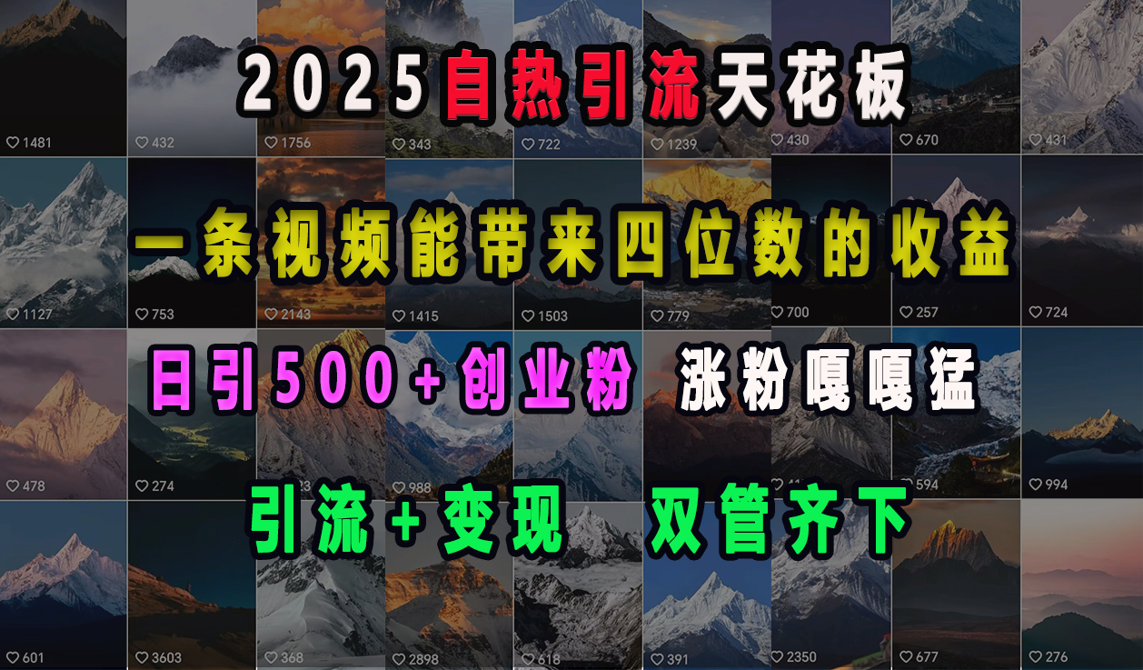 2025自热引流天花板，一条视频能带来四位数的收益，引流+变现双管齐下，日引500+创业粉，涨粉嘎嘎猛-喃哩哩