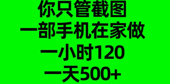 你只管截图，一部手机在家做，一小时120，一天500+-喃哩哩