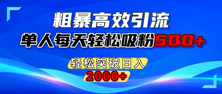 粗暴高效引流,单人每天轻松吸粉500+,轻松突破日入2000+-喃哩哩