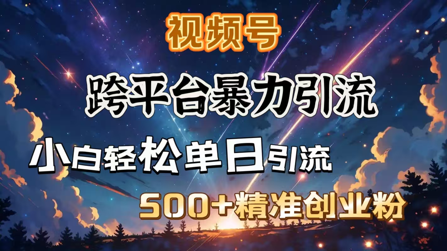 视频号跨平台暴力引流，小白轻松单日引流500＋精准创业粉-喃哩哩